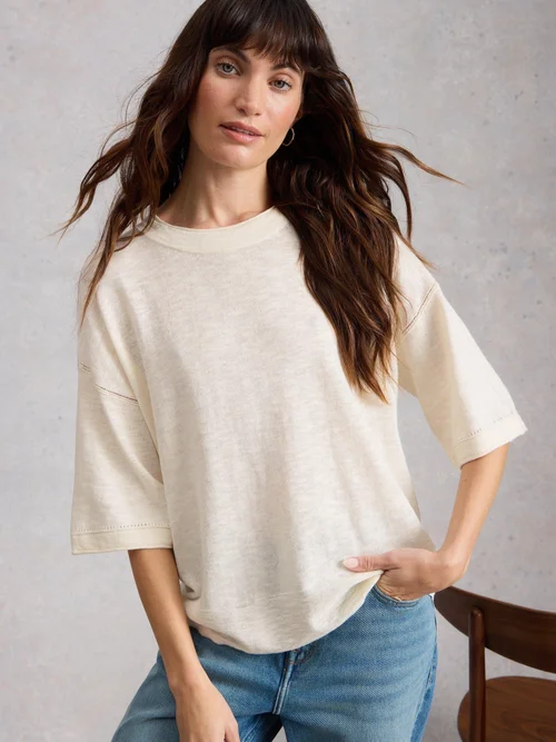 T-SHIRT KATE EN MÉLANGE DE LIN - Nat White - 52 Image 3
