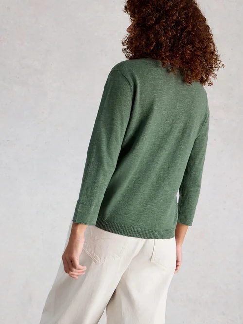 Pull en mélange de lin Elody - Khaki Grn - 50 Image 4