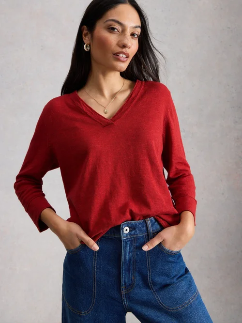 Pull en mélange de lin Elody - Mid Red - 52 Image 3