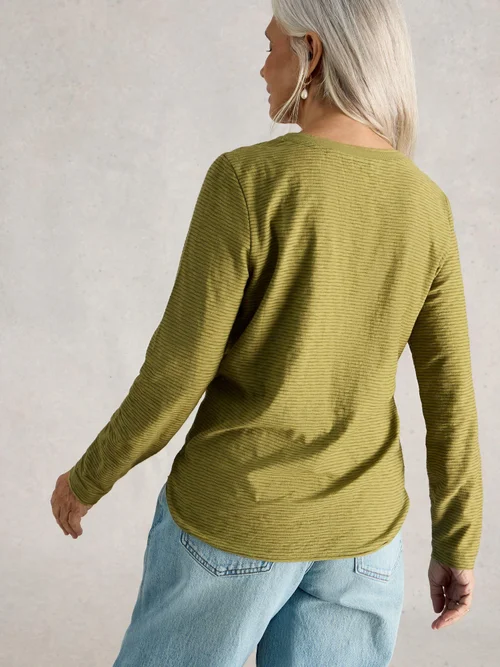 Tee-shirt manches longues Clara Texture - Khaki Grn - 34 Image 4