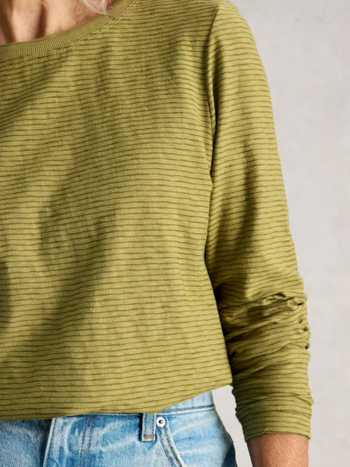 Tee-shirt manches longues Clara Texture - Khaki Grn - 34 Image 3