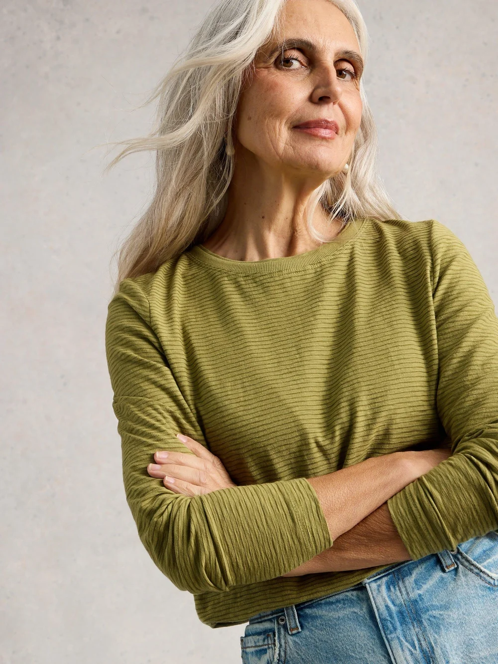 T-shirt à manches longues CLARA TEXTURE - Khaki Grn - 48 Image 1
