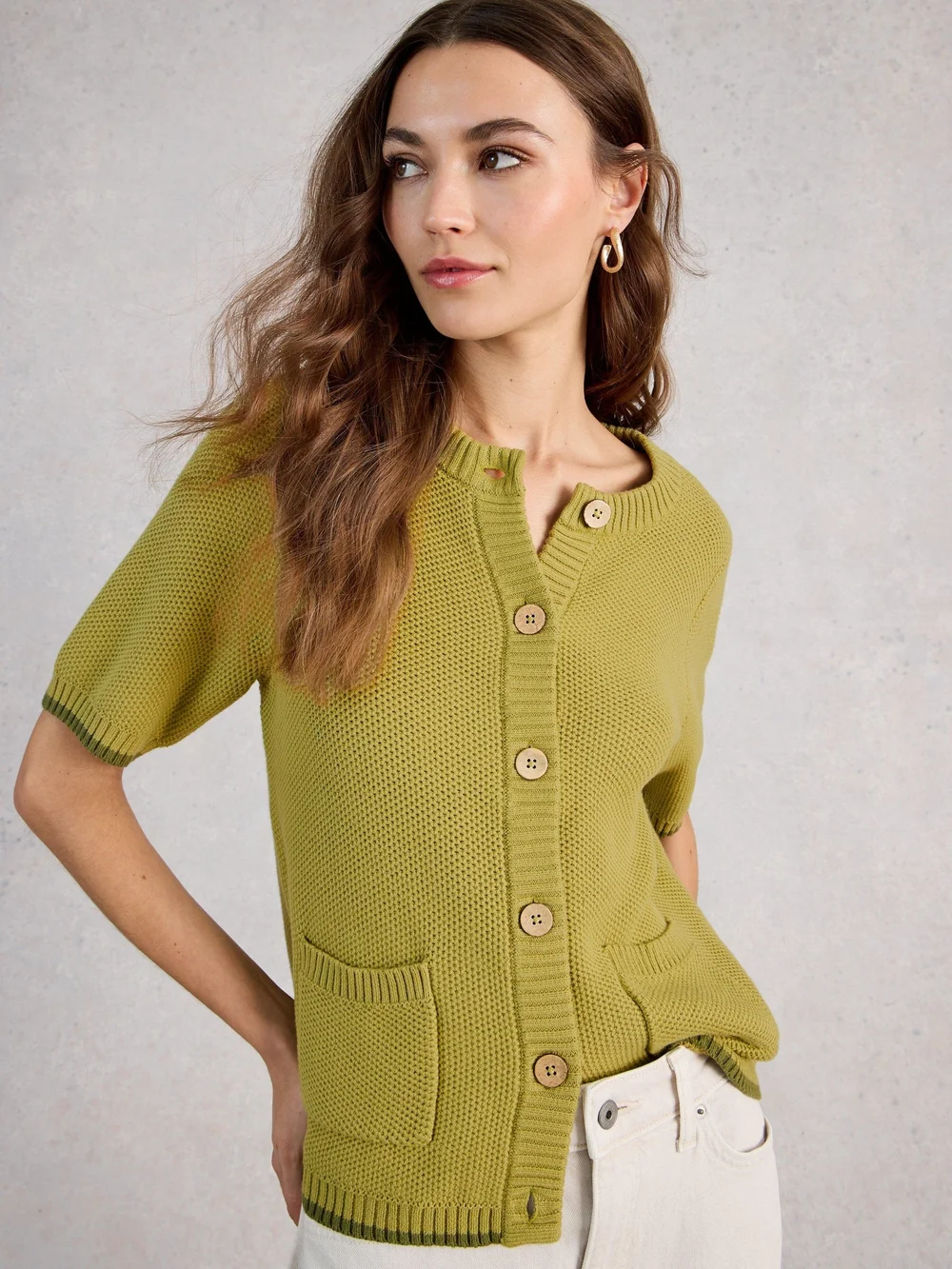 Cardigan manches courtes Isabella - Mid Green - 52 Image 1