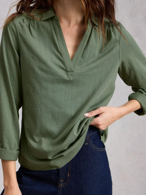 Chemise Allie en Jersey Texturé - Khaki Grn - 50 Image 3