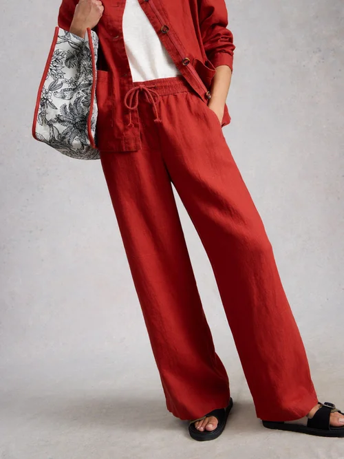 Pantalon large en lin Ally - Mid Red - 52/R Image 3