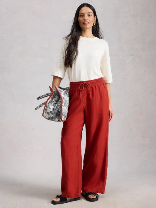 Pantalon large en lin Ally - Mid Red - 52/R Image 1
