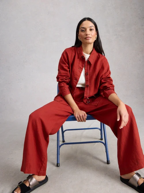 Pantalon large en lin Ally - Mid Red - 52/R Image 2
