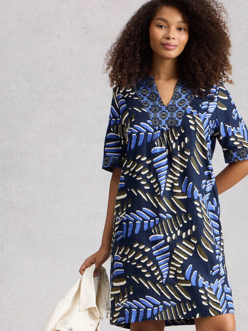 Robe en lin cendré - Navy Pr - 52/R Image 1