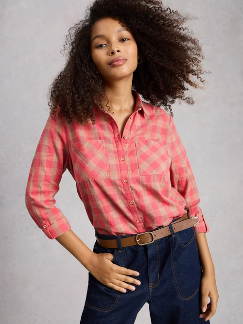 Chemise à carreaux bio Sophie - Pink Mlt - 52 Image 3