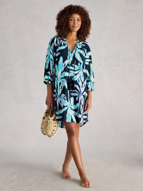 Lottie Beach Cover Up - Navy Pr - XXL Image 2
