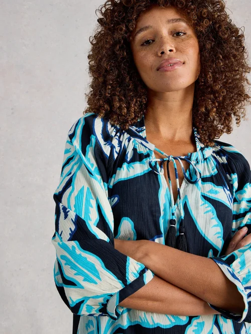 Lottie Beach Cover Up - Navy Pr - XXL Image 2