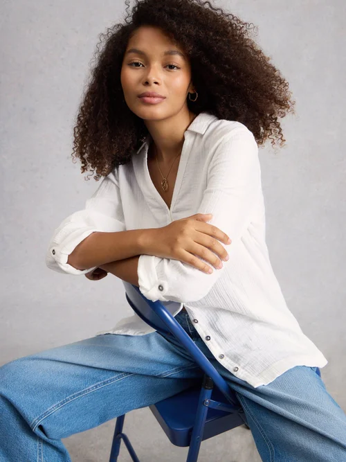 ANNIE DOUBLE CLOTH LONGLINE - Bril White - 50 Image 1