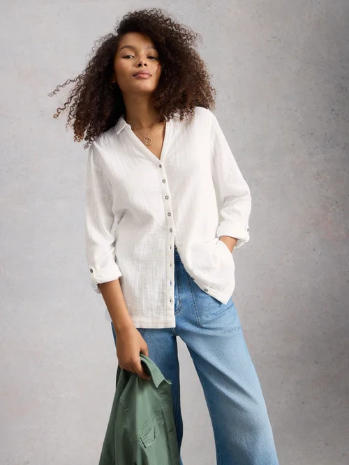 ANNIE DOUBLE CLOTH LONGLINE - Bril White - 50 Image 3