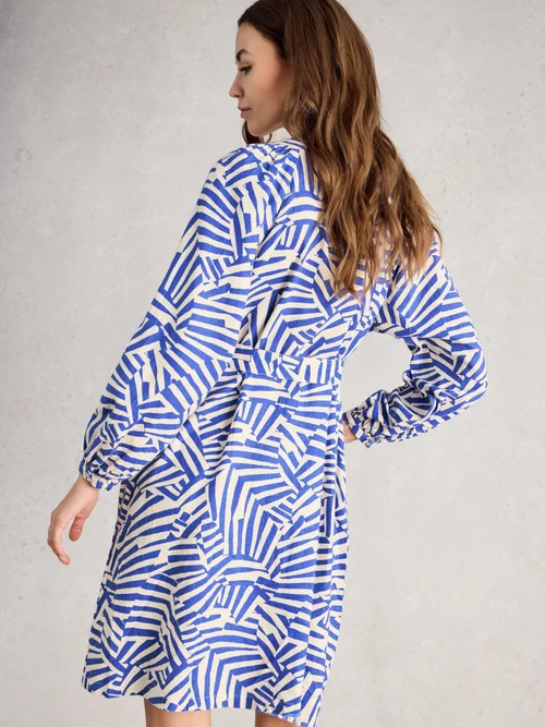 Robe Petra en lin mélangé - Blue Mlt - 52/R Image 4
