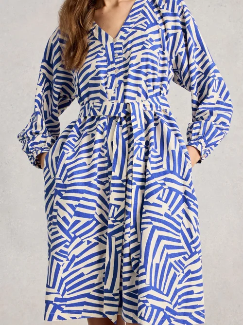 Robe Petra en lin mélangé - Blue Mlt - 52/R Image 3