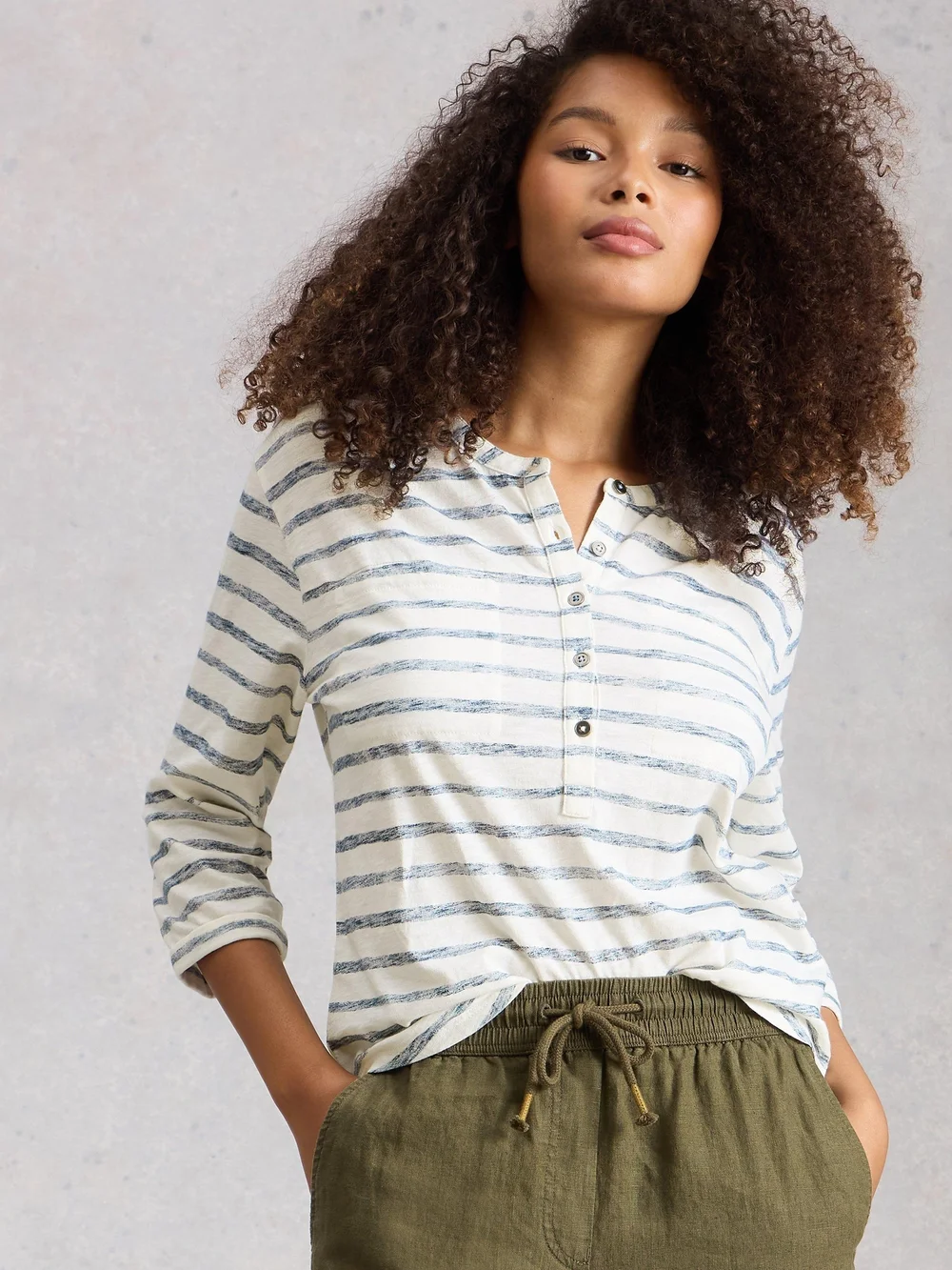 CHEMISE À RAYURES BETH À MANCHES 3/4 - Navy Multi - 52 Image 1