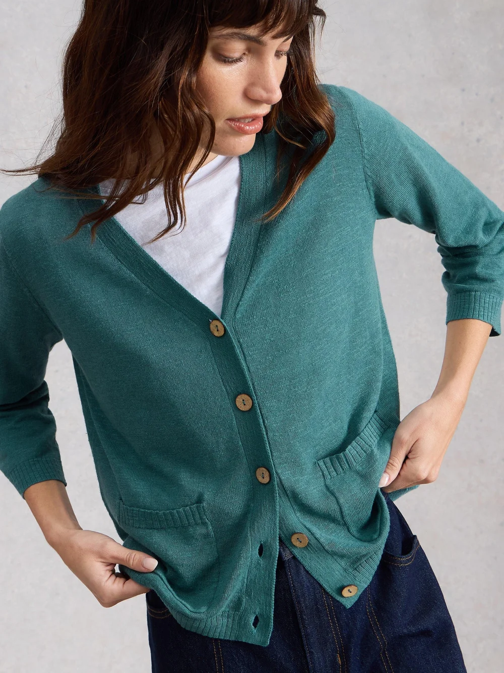 Cardigan Nova en mélange de lin - Dk Teal - 52 Image 1