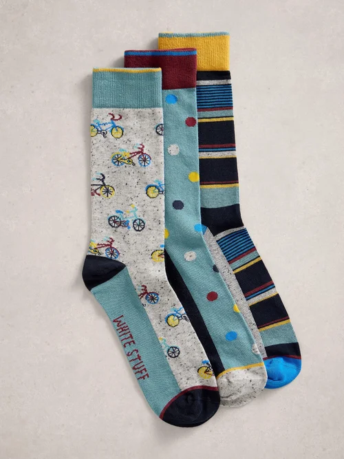 Lot de 3 paires de chaussettes de vélo à pois - Blue Mlt - 44-46 Image 1