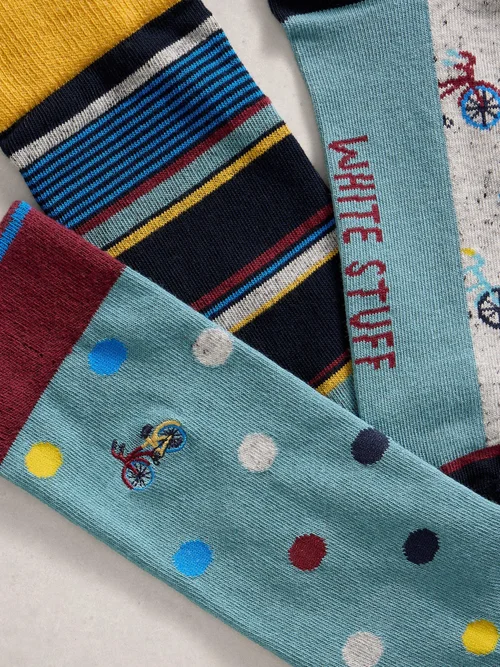 Lot de 3 paires de chaussettes de vélo à pois - Blue Mlt - 44-46 Image 2