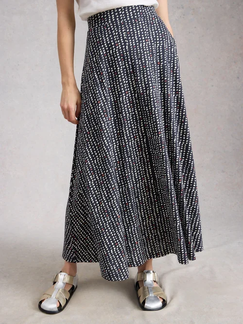 Jupe longue en jersey Jada - Navy Multi - 52/R Image 1