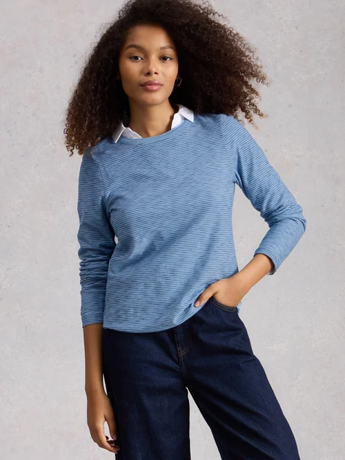 Tee-shirt manches longues Clara Texture - Mid Blue - 48 Image 3