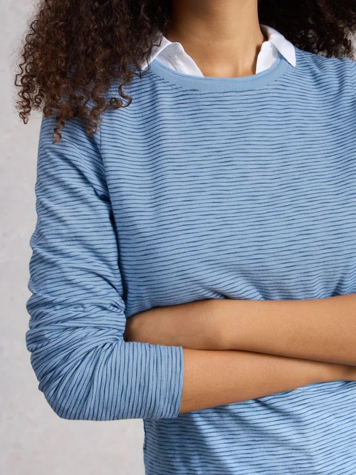 Tee-shirt manches longues Clara Texture - Mid Blue - 48 Image 1