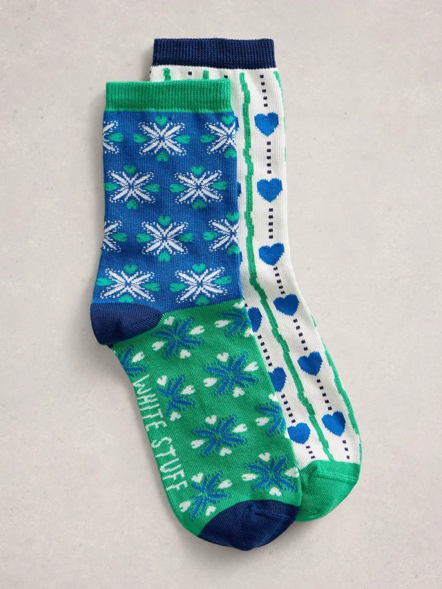 Lot de 2 paires de chaussettes à motifs cœur
