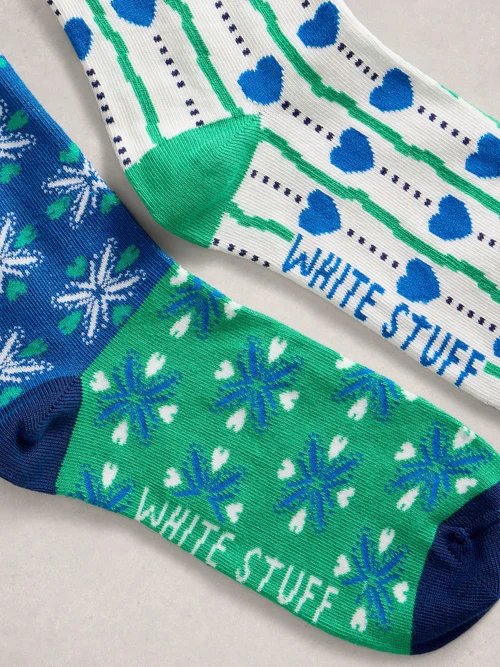 Lot de 2 paires de chaussettes à motifs cœur - Blue Mlt - 39-41 Image 2