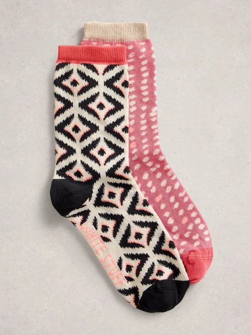 Lot de 2 paires de chaussettes à motifs géométriques - Pink Mlt - 39-41 Image 1