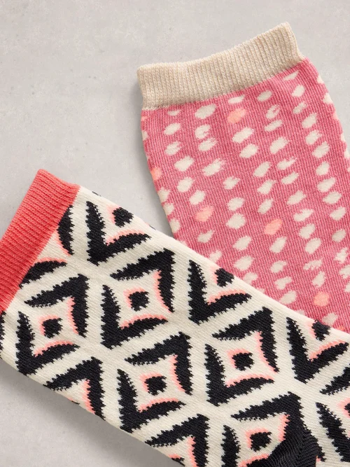 Lot de 2 paires de chaussettes à motifs géométriques - Pink Mlt - 39-41 Image 2