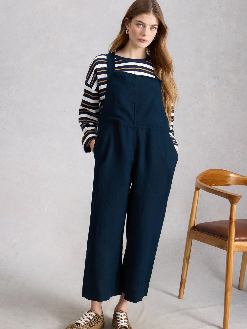Salopette en lin Vivian - Dark Navy - 52/R Image 1
