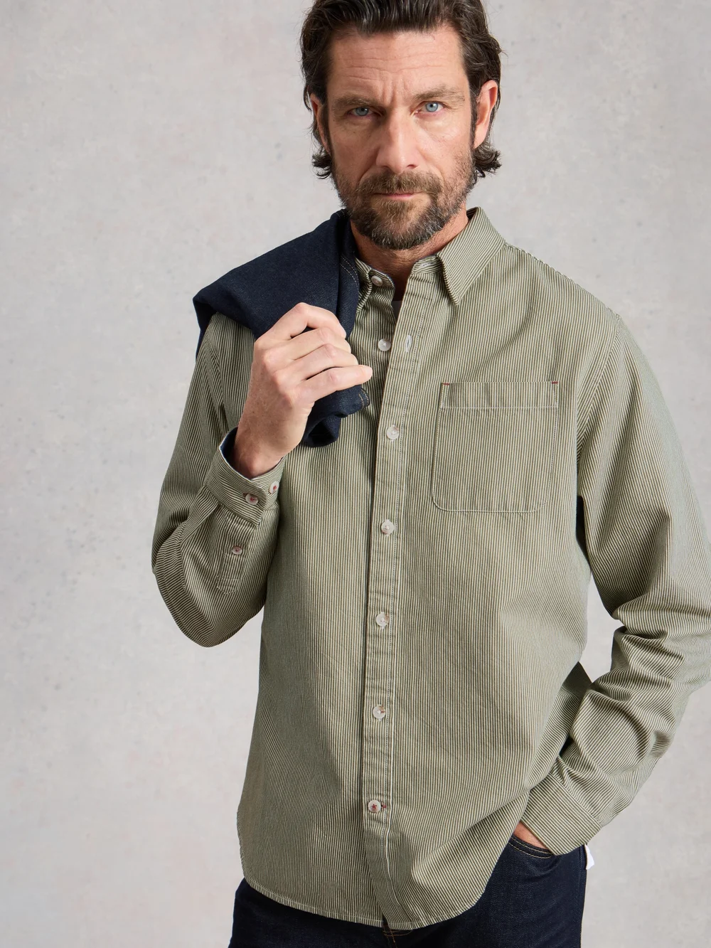 Chemise à rayures Sefton - Lgt Green - XXL Image 1