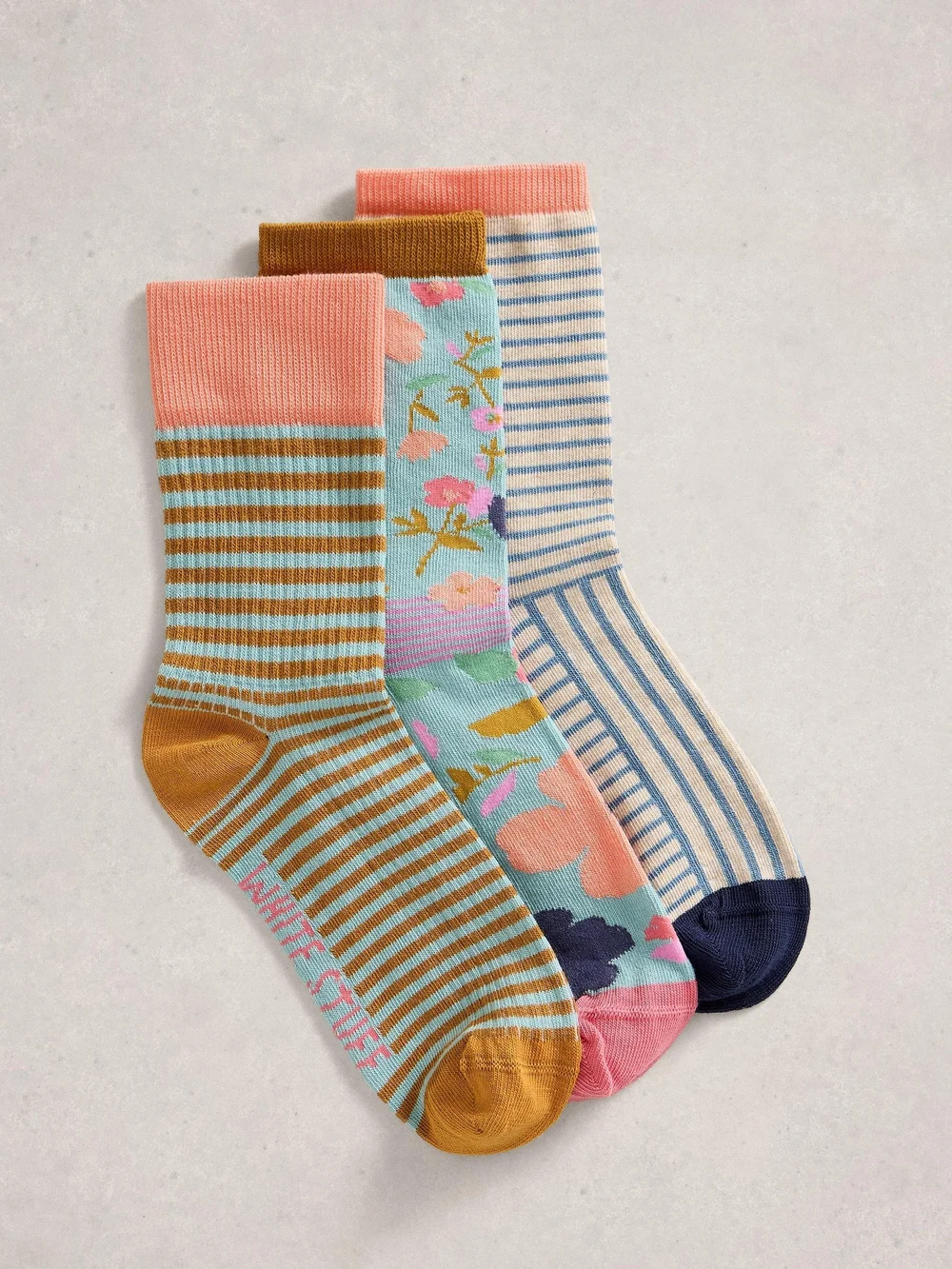Lot de 3 paires de chaussettes à rayures florales - Pink Mlt - 39-41 Image 1