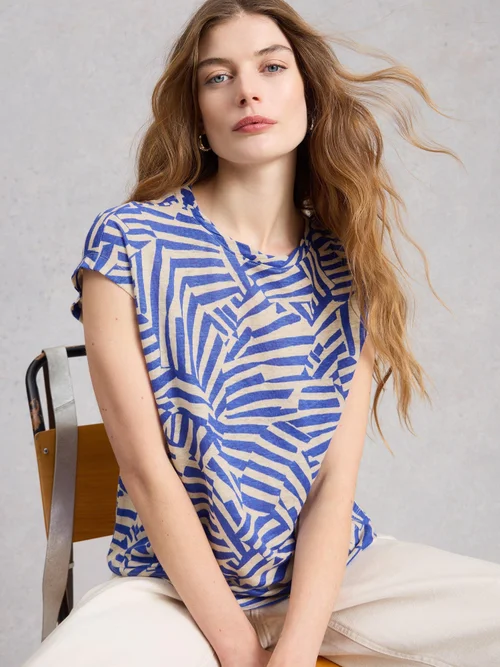 T-shirt en lin Rowan - Blue Pr - 52 Image 1