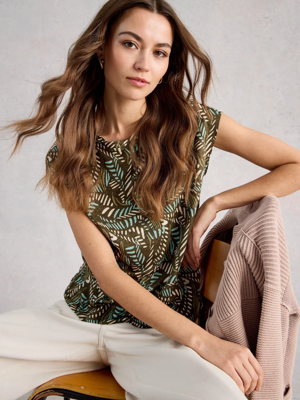 T-shirt en lin Rowan - Green Pr - 52 Image 1
