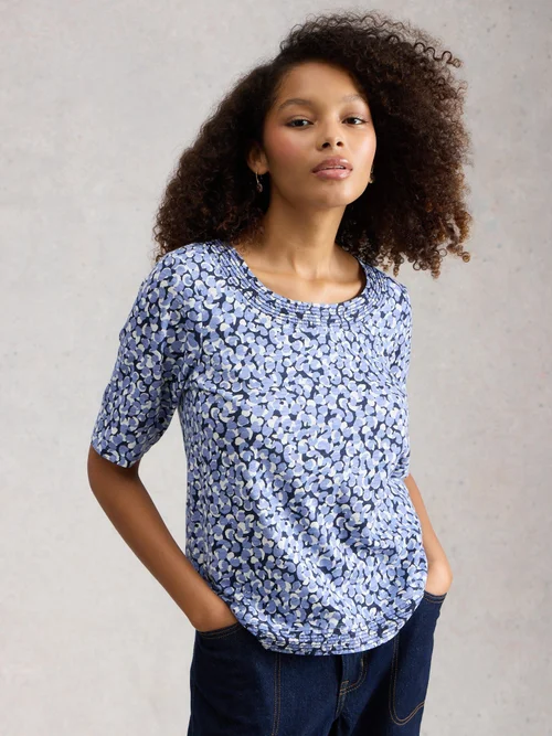 T-SHIRT EN MAILLOT WEAVER - Blue Pr - 52 Image 3