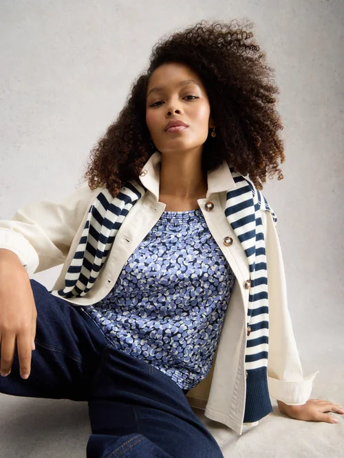 T-SHIRT EN MAILLOT WEAVER - Blue Pr - 52 Image 1