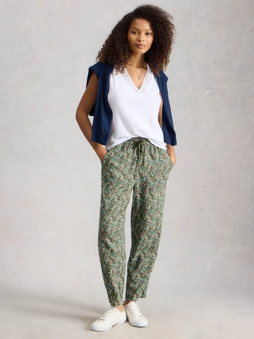 Pantalon En Lin Mélangé Elle - Green Mlt - 52/R Image 2