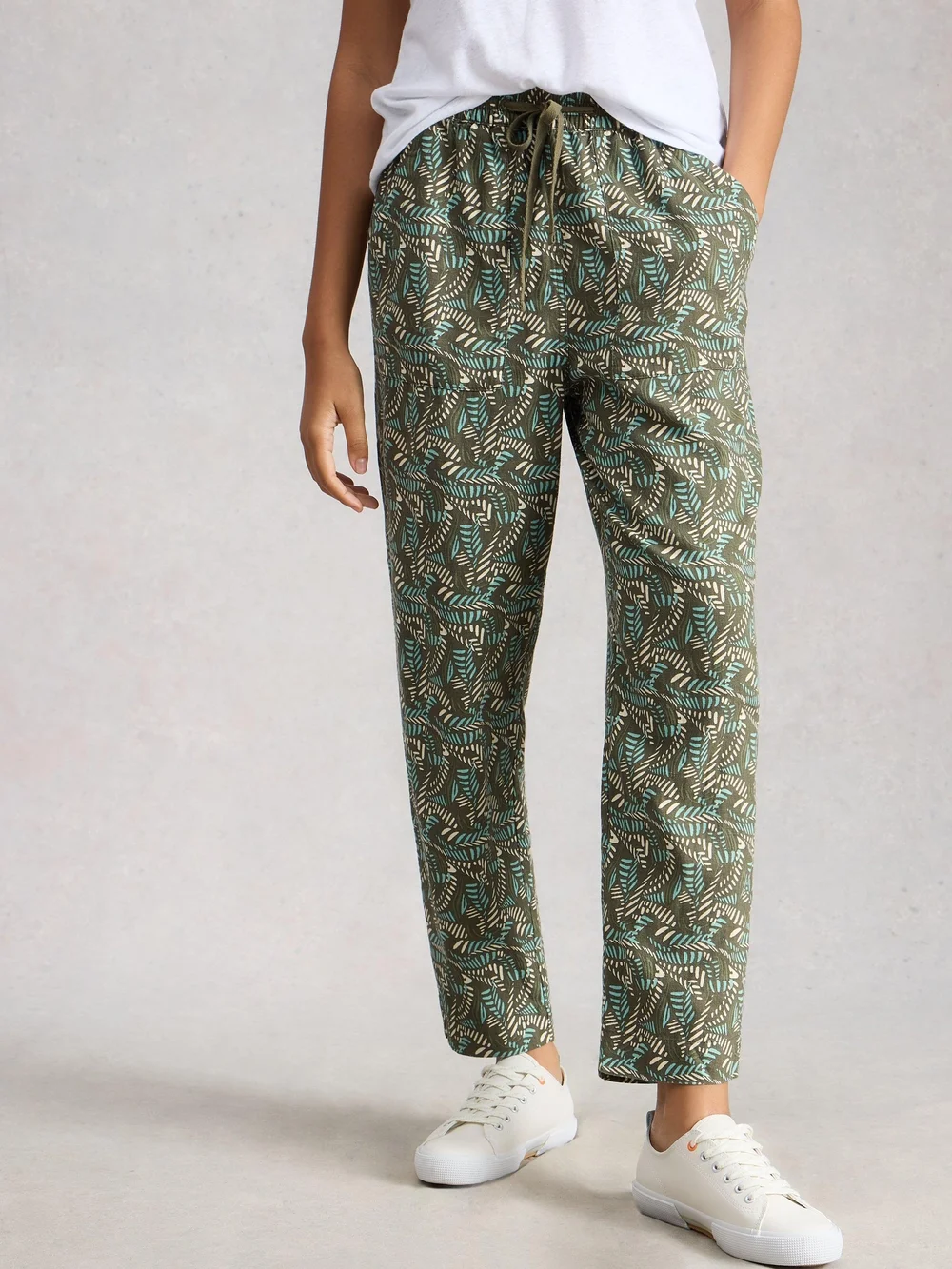 Pantalon En Lin Mélangé Elle - Green Mlt - 52/R Image 1