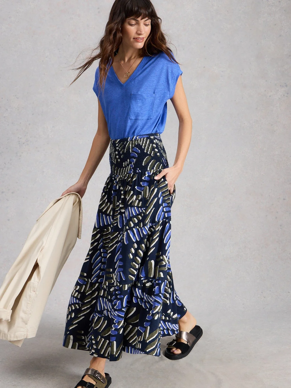 Jupe longue en jersey Marissa - Navy Pr - 52/R Image 1