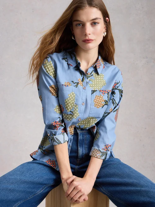 Chemise Sophie en coton biologique - Blue Pr - 52 Image 1