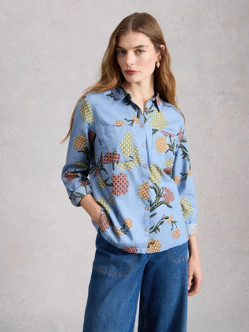 Chemise Sophie en coton biologique - Blue Pr - 52 Image 3