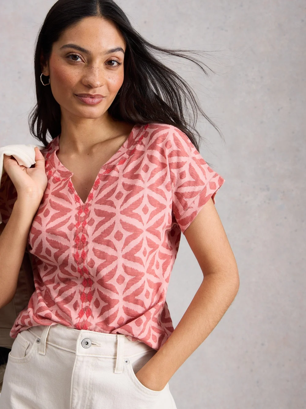 T-shirt brodé Nelly - Pink Mlt - 50 Image 1