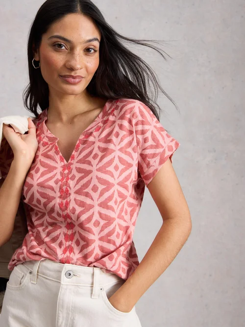 T-SHIRT BRODÉ À IMPRIMÉ NELLY - Pink Mlt - 52 Image 1