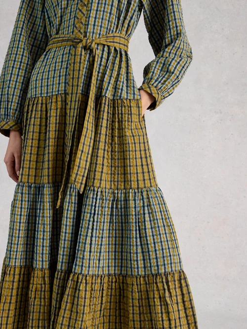 Robe midi à carreaux clémentine - Green Mlt - 40/R Image 3