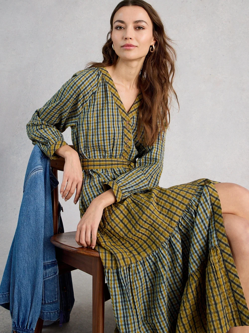 Robe midi à carreaux clémentine - Green Mlt - 48/R Image 1