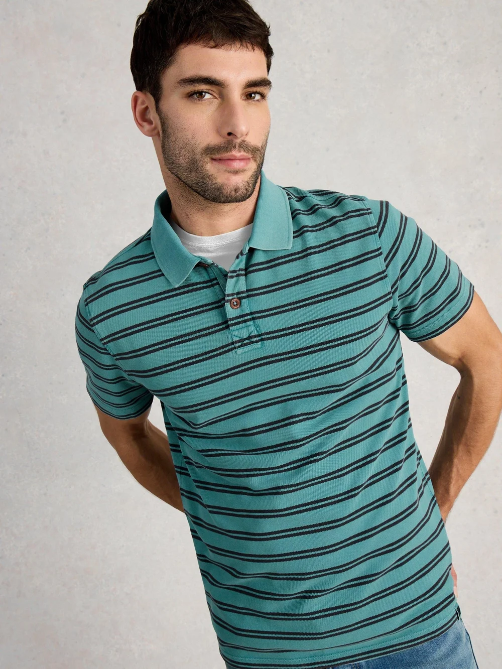 Polo Utility Stripe SS - Blue Mlt - XL/R Image 1
