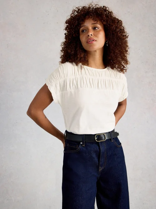 Tee-shirt froncé Rachel - Nat White - 48 Image 1