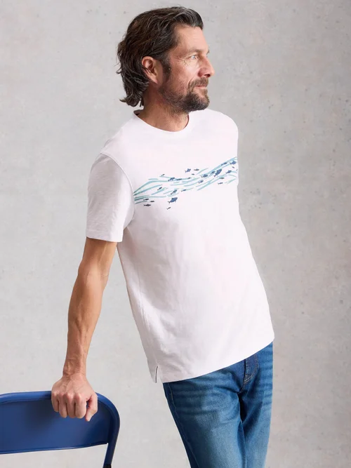 T-shirt graphique Abersoch Swim Fish - White Pr - XXXL/R Image 1