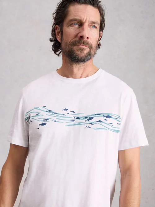 T-shirt graphique Abersoch Swim Fish - White Pr - XXXL/R Image 3